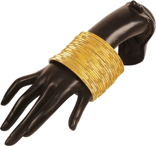 Vista 2 de Touchstone Colección de 2 docenas de pulseras de aleación de Bollywood indio con textura de metal texturizado, pulseras de joyería para mujer