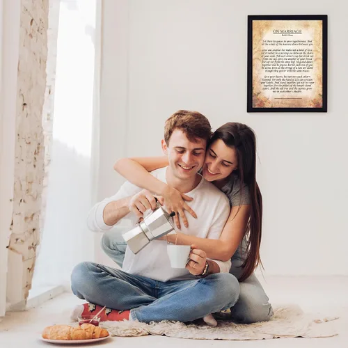 Vista 2 de Sobre la impresión artística del poema del matrimonio – 8 x 10 sin marco Kahlil Gibran cita – Regalo romántico de boda para parejas, elegante arte