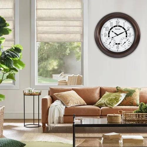 Vista 7 de Geevon Relojes iluminados para interiores y exteriores, impermeables, de 18 pulgadas, con sensor inteligente, reloj de pared grande con termómetro e