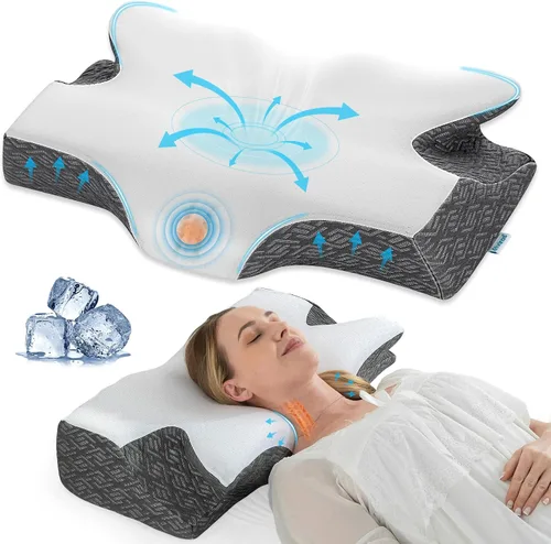 Vista 11 de Elviros - Almohada cervical de espuma viscoelástica con funda de almohada extraíble