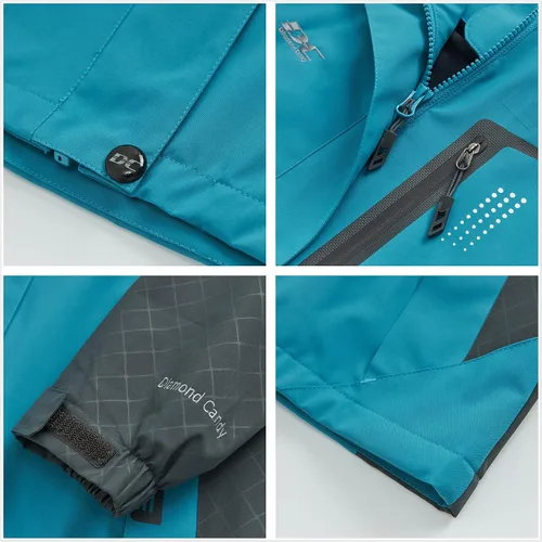 Vista 6 de Chaqueta de lluvia Diamond Candy para mujer, con diseño para senderismo, impermeable y ligera, con capucha