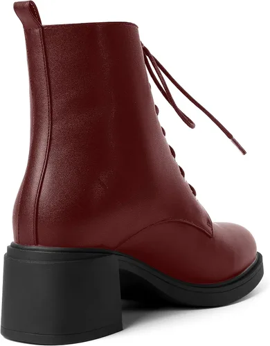 Vista 12 de ROSERWISH Botas altas de tacón bajo y grueso para mujer, con cordones, cómodas, modernas, con puntera redonda, de 2.5 pulgadas