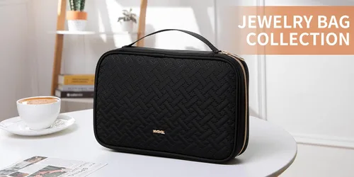 Vista 3 de TEABAN Estuche organizador de joyas de viaje portátil práctica bolsa de joyería Tavel, rollo de bolsa de joyería para collares, aretes, anillos