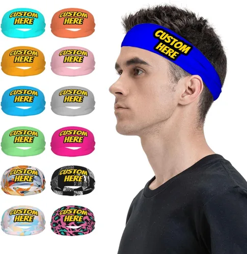 Vista 35 de Diadema deportiva personalizada para añadir cualquier foto texto, logotipo, personalizable, bandas elásticas que absorben la humedad para mujeres