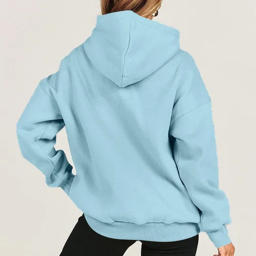Vista 5 de DOLKFU Women Oversized Long Sleeve Hoodies Solid Color Drawstraing Hooded Pullover 2023 Fall Fashion Sweatshirts