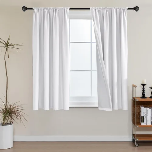 Vista 33 de H.VERSAILTEX Cortinas 100% de opacidad para cocina, con aislamiento térmico, cortinas opacas completas con forro blanco, cortinas de eficiencia