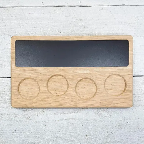 Vista 2 de Bandeja de muestreo personalizada de paleta de vuelo de cerveza con pizarra de tiza para escribir en superficie de borrado en seco. Puede contener