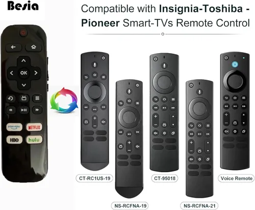 Vista 2 de BESIA Control remoto de repuesto de marca compatible con Insignia/Toshiba Fire Smart TV Control remoto (sin control de voz). Compatible con modelos
