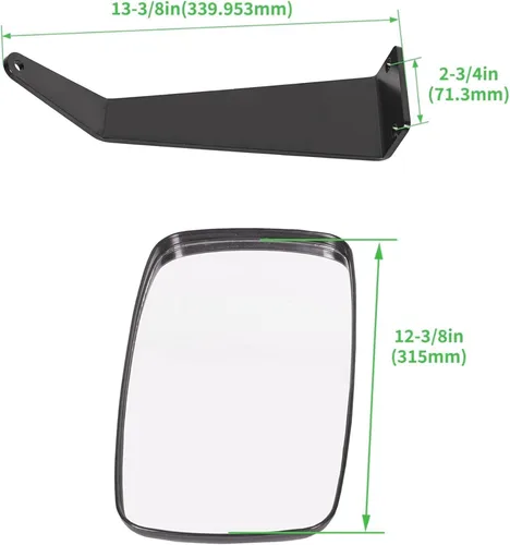 Vista 8 de Conjunto de espejo de tractor con brazos fijos de repuesto para DM2455000 compatible con John Deere 5000 y 6000