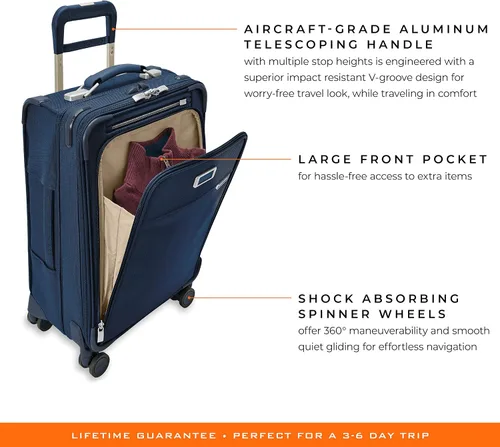 Vista 3 de Briggs & Riley Spinner, Azul Marino, 22-inch Baseline Essential Carry-On, Briggs & Riley Spinners de línea base