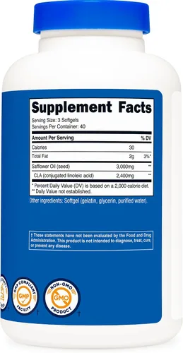 Vista 5 de Nutricost CLA (ácido linoleico conjugado) 2,400 mg, 120 cápsulas blandas