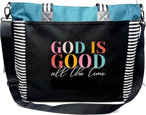Vista 16 de Brooke & Jess Designs Bolsas grandes con cremallera inspiradoras para mujer, ideas de regalos cristianos Be Still and Know Lexie Black