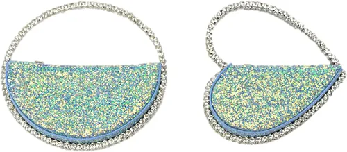 Vista 5 de Mini corazón forma redonda Rhinestone embrague bolso bolso marco diamante brillo lentejuelas brillantes bolso de noche boda fiesta