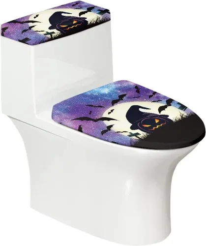 Vista 7 de Juego de decoración de baño de 2 piezas con diseño de muñeco de nieve de Navidad, cubierta de tanque para asiento de inodoro