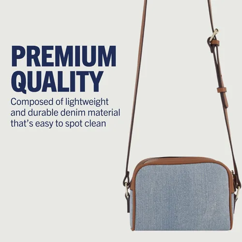 Vista 5 de True Religion Bolso cruzado para mujer, bolso pequeño con correa ajustable, mezclilla, Azul (Denim)
