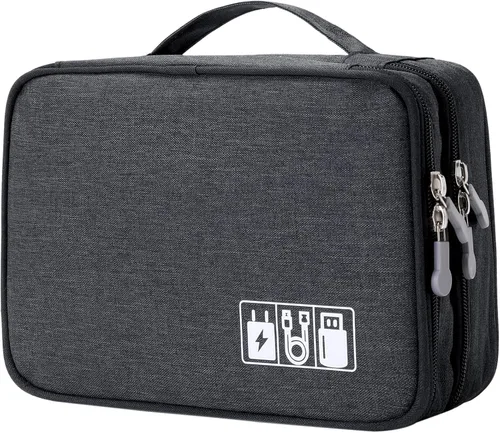 Vista 11 de Lanola Organizador Electrónico, Bolsa Organizadora de Cables de Viaje Funda para Accesorios Electrónicos Estuche de Transporte Bolsa de 2-negro