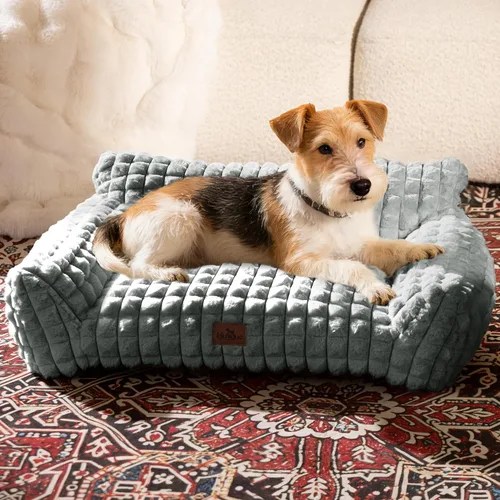 Vista 9 de Sofá cama para gatos con piel sintética de conejo esponjosa para Gris