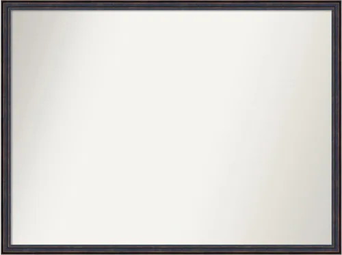 Vista 116 de Amanti Art Espejo de baño de bronce para sobre el fregadero, 25 x 26 pulgadas, espejo rectangular de bronce oscuro, marco de madera tradicional