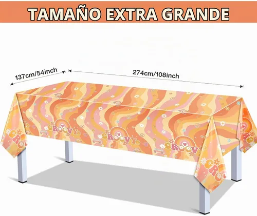 Vista 2 de Tiamon - 3 manteles de plástico con diseño de arco iris, para fiesta hippie