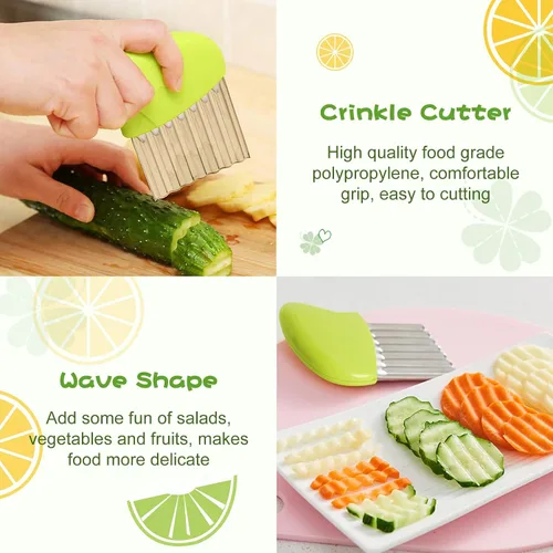 Vista 7 de Suhctuptx Cuchillos de cocina para niños, juego de cuchillos de nailon para niños pequeños con cortador ondulado, cuchillo seguro para niños