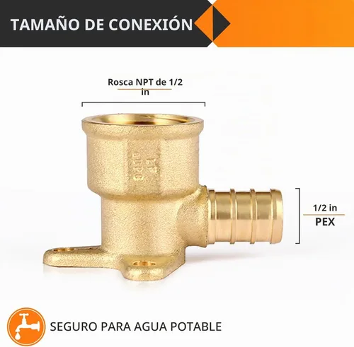 Vista 2 de 10 piezas HeSun 1/2 "PEX Crimp x 1/2" Hembra NPT Drop Ear Codo
