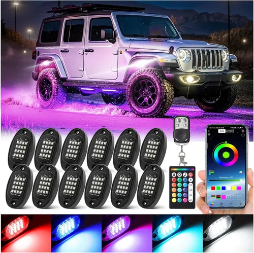 Vista 9 de 6 cápsulas de luces LED de aleación para UTV, ATV, carrito de golf, camioneta RZR todoterreno, kit de neón RGB multicolor impermeable actualizado