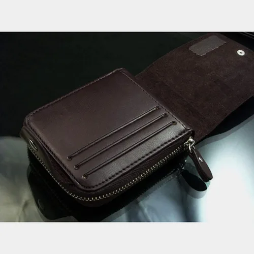 Vista 6 de Encantador bolso de cuero plegable para hombre con cremallera