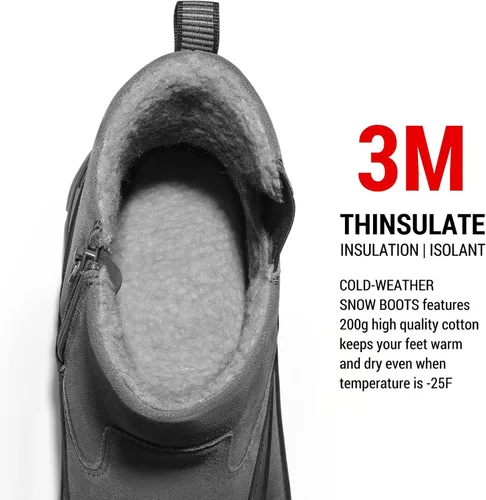 Vista 2 de NORTIV 8 Botas de nieve de invierno para hombre, impermeables, aisladas, sin cordones
