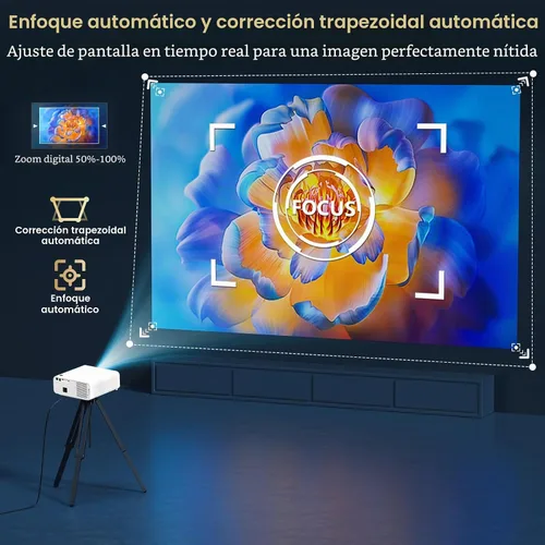 Vista 4 de Proyector 4K de 2200 Ansi con WIFI y Bluetooth, proyector exterior