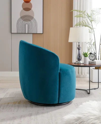 Vista 76 de Silla giratoria decorativa, moderna silla tapizada de barril con respaldo ergonómico y cojín cómodo, sillón individual de ocio para sala de estar