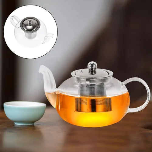 Vista 7 de Hemoton Tetera infusor de té, tetera de vidrio, tetera de té, dispensador de té con infusor de té para casa de té, centro de mesa para té, café