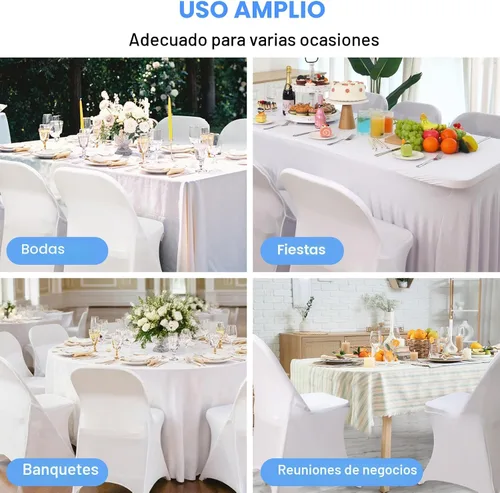 Vista 3 de Fixwal 36 Piezas Fundas Elásticas de Spandex para Sillas Plegables - Fundas Protectoras Universales Ajustadas Lavables para Comedor, Fiesta, Boda