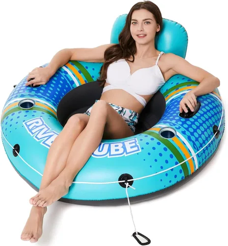 Vista 12 de Jasonwell Flotador inflable de tubo de río, flotador de río resistente, flotadores de piscina para lago, tubos de agua de primera calidad