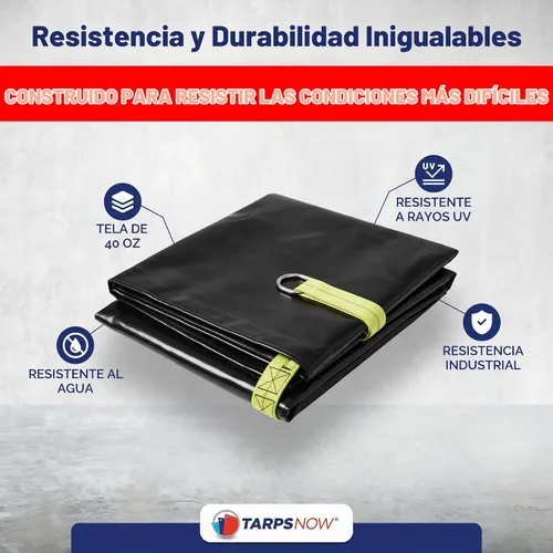 Vista 2 de Tarps Now - Lona de elevación de desechos, (8 x 8 pies) con 8 anillos en D de acero y correas amarillas fuertes, hoja de lona multiusos resistente