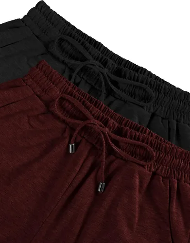 Vista 6 de Syhood Paquete de 2 pantalones deportivos capri para mujer, con cordón, pantalones capri casuales recortados con bolsillos