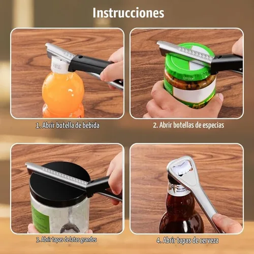 Vista 6 de Abridor de Frascos Ajustable para Manos Débiles, Nuevo Abridor de Latas de Acero Inoxidable Multifuncional Ajustable 2024, Agarrador de Tapas