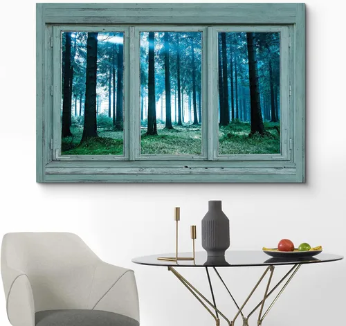 Vista 2 de Cuadro decorativo con diseño de ventana moderna blanca con vista, de la marca Wall26®