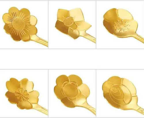 Vista 3 de Cuchara de café creativa de acero inoxidable con flores, cucharas de sopa de azúcar, cucharas para remover té helado de 4.8 pulgadas, cucharas