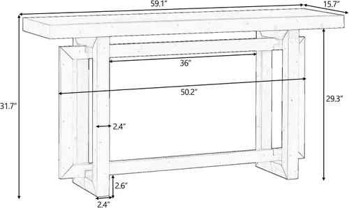 Vista 2 de Mesa consola de madera maciza, 59.1 pulgadas, entrada extralarga, mesa de sofá para entrada, pasillo, sala de estar, vestíbulo, estilo minimalista