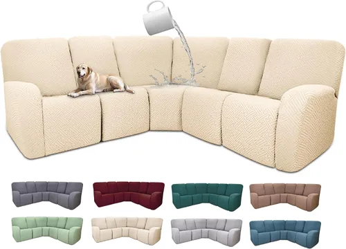 Vista 117 de Fundas de sofá reclinable seccional 100% impermeables para sofá reclinable en forma de L, funda de sofá modular de esquina en forma de L, fundas