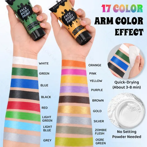 Vista 7 de Pintura corporal blanca para maquillaje de Halloween, crema a base de agua Blanco