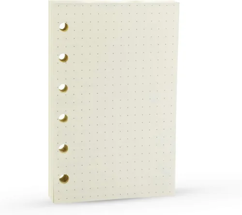 Vista 4 de Recambio para planificador de carpeta de 6 agujeros con 4 diseños básicos, repuesto para cuaderno A7, 100gsm, puntos, cuadrícula, línea, papel en 80