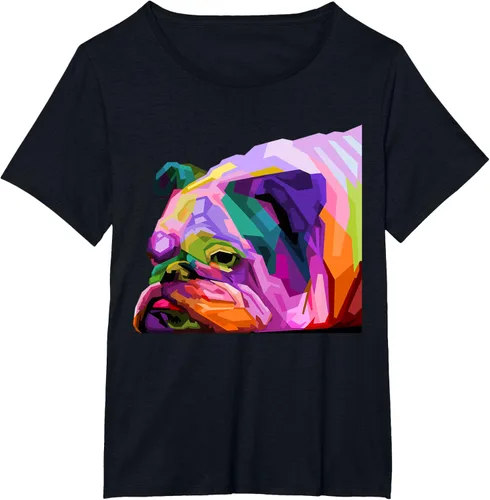 Vista 77 de Camiseta de retrato pop artístico de bulldog británico inglés para dueños de perros, Negro, S