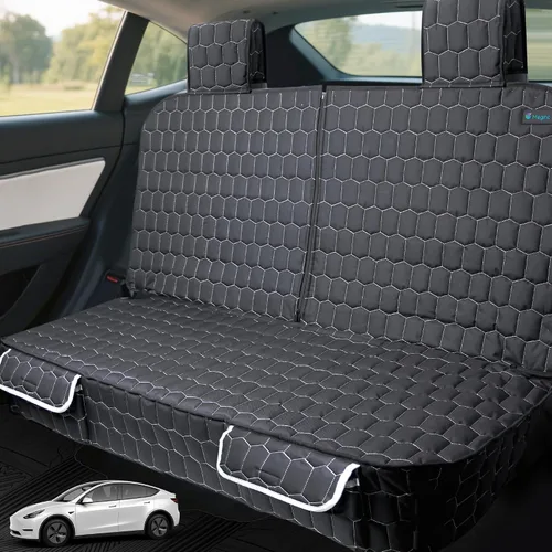 Vista 9 de Meginc Fundas de Asiento para Perros para Asiento Trasero, Asiento de Coche para Perros para Tesla Model 3, Funda de Asiento para Mascotas 100%