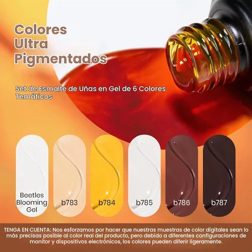 Vista 3 de Beetles - Juego de esmaltes de gel de otoño con gel floreciente, efecto A - Marrón ámbar Atracción ámbar