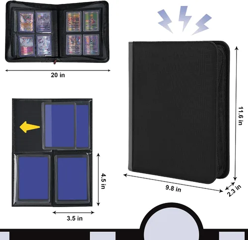 Vista 4 de PREZA Carpeta Toploader – Capacidad para 112 Top Loaders – Almacenamiento de 4 bolsillos para tarjetas coleccionables con fundas de doble cara