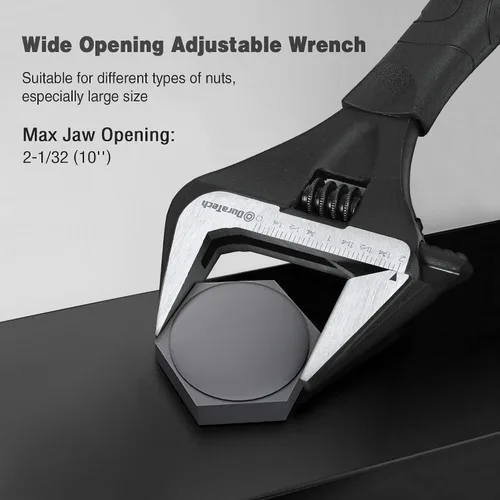 Vista 3 de DURATECH Juego de llaves universales y llave ajustable de mandíbula de 10 pulgadas de ancho