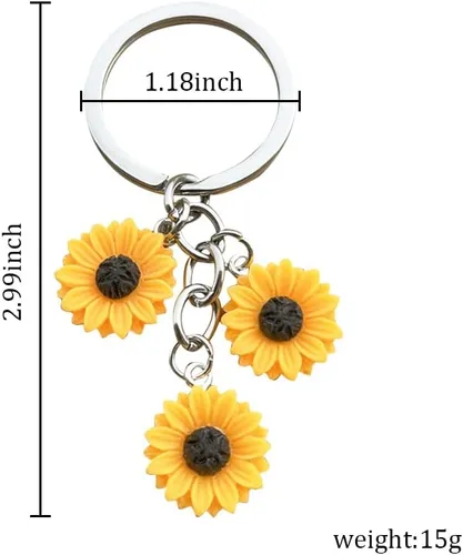 Vista 5 de Kilener Llaveros de girasol, regalos para mujeres y niñas, accesorios de llavero de girasol, recuerdos de fiesta, regalo de cumpleaños, regalo