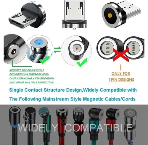 Vista 2 de Serie de carga magnética (micropuntas) 10 piezas, solo puntas micro USB sin cables USB, compatible con MicroAndriod SmartSeries.