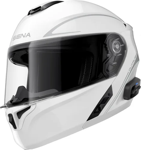 Vista 6 de Sena Outrush - Casco modular inteligente (blanco brillante, pequeño) (OUTRUSH-GW00S)